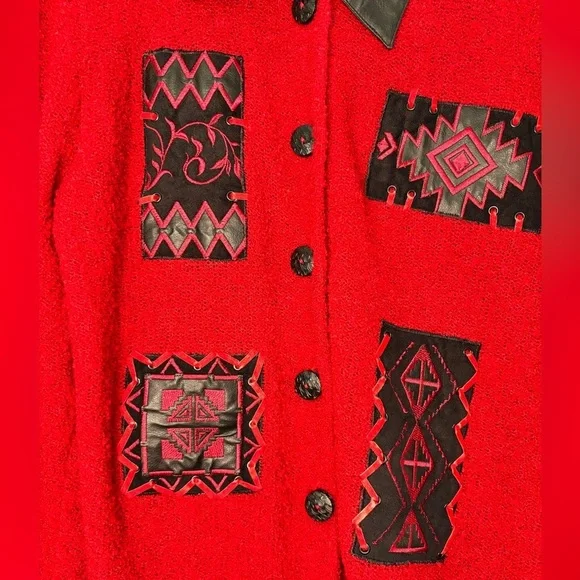 VTG Nancy Bolen City Girl Cardigan Jacket Wool Blend Size Small Aztec Western - Picture 4 of 8